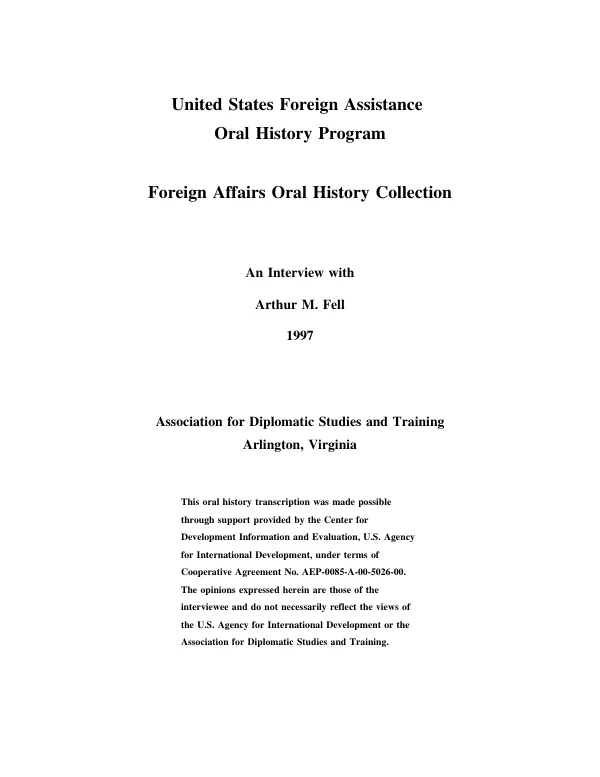 An interview with Arthur M. Fell