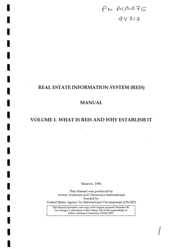 Real estate information systems (REIS) : manual