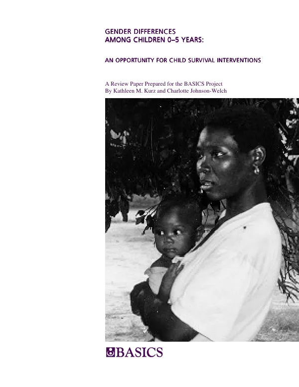 Gender bias in health care among children 0-5 years : opportunities for child survival programs