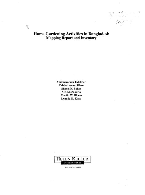 Home gardening activities in Bangladesh : mapping report and inventory