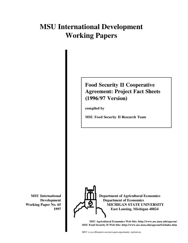 Food security II cooperative agreement : project fact sheets (1996/97 version)