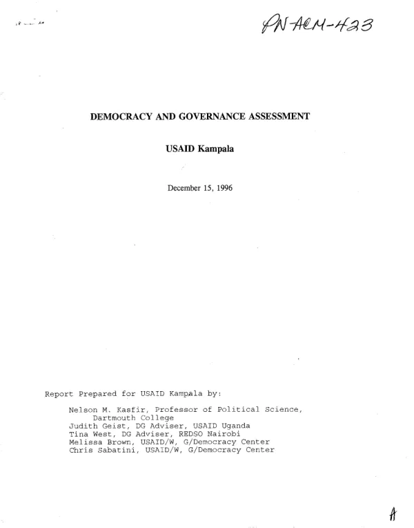 Democracy and governance assessment : USAID Kampala