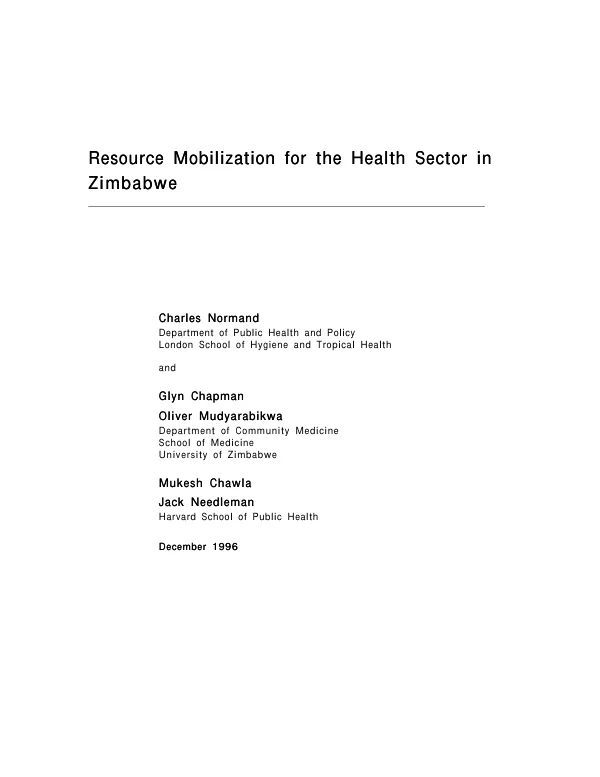 Resource mobilization for the health sector in Zimbabwe