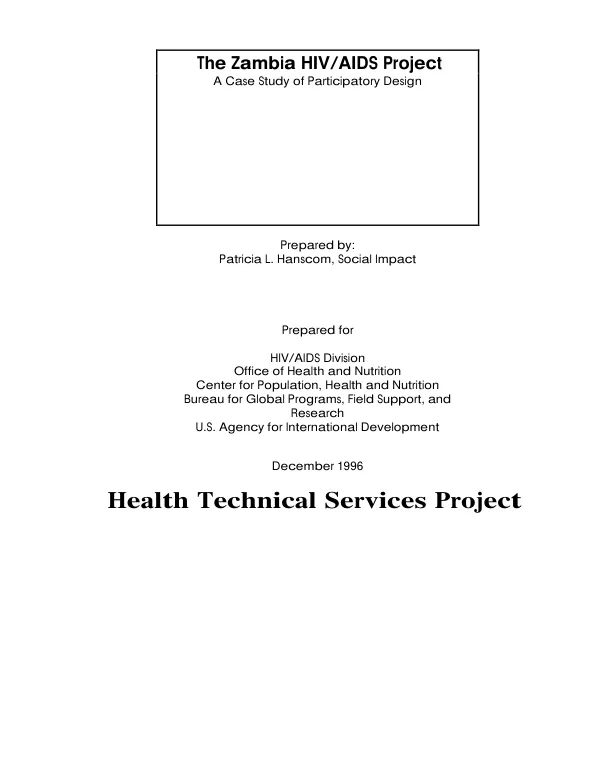 Zambia HIV/AIDS project : a case study of participatory design