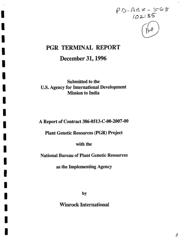 PGR [(plant genetic resources) project] terminal report : contract 386-0513-C-00-2007-00