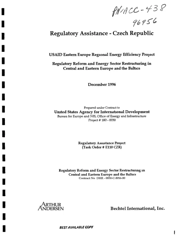 Regulatory assistance : Czech Republic