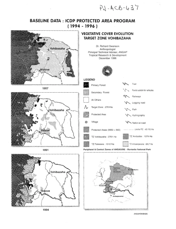 Baseline data : ICDP [integrated conservation development projects] protected area program (1994 - 1996) : vegetative cover evolution -- target zone Vohibazaha