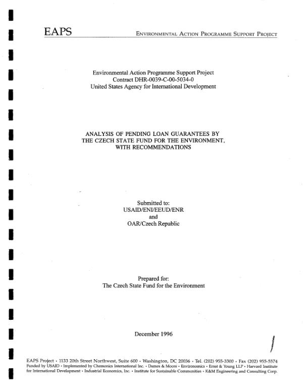 Analysis of pending loan guarantees by the Czech State Fund for the Environment, with recommendations