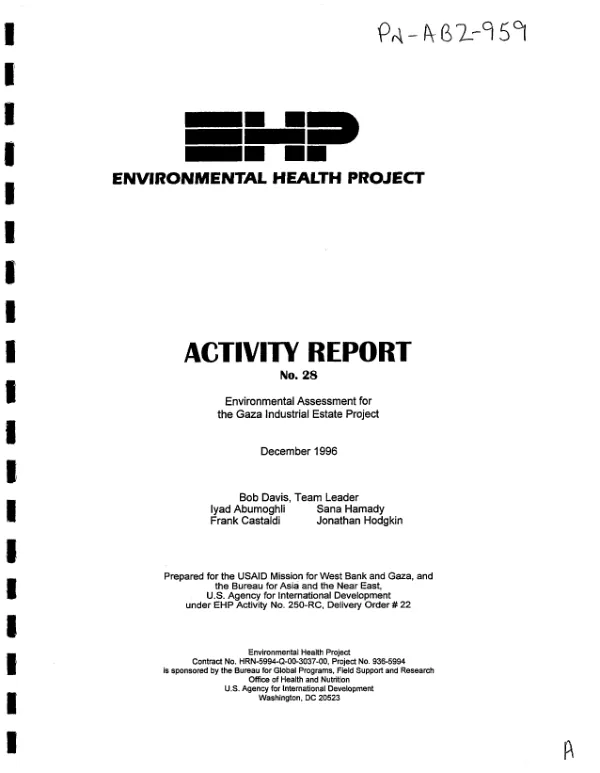 Environmental assessment for the Gaza industrial estate project