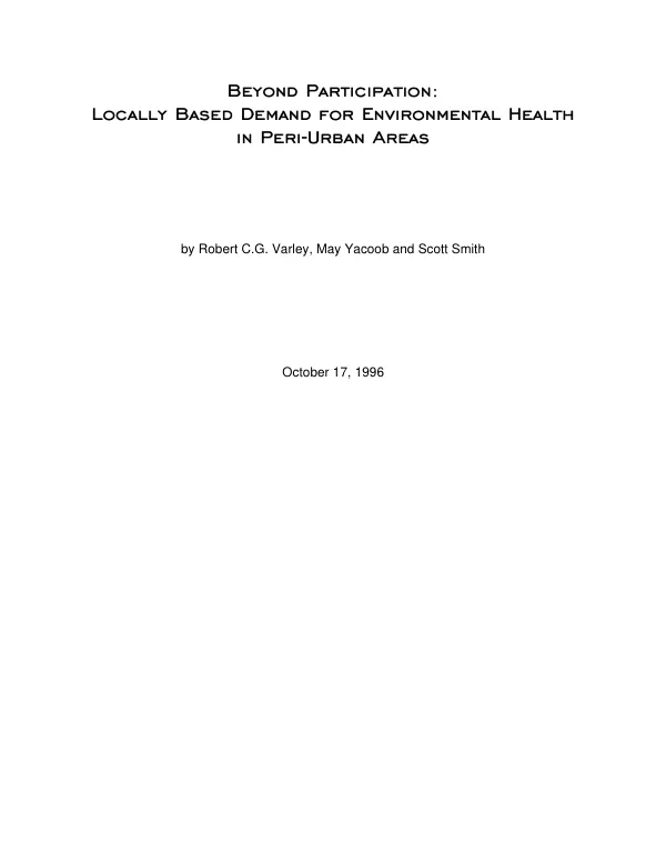 Beyond participation : locally based demand for environmental health in peri-urban areas