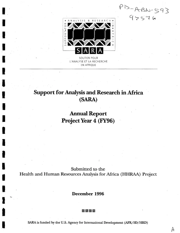 Support for analysis and research in Africa (SARA) : annual report -- project year 4 (FY96)