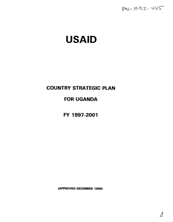 USAID country strategic plan for Uganda : FY 1997-2001
