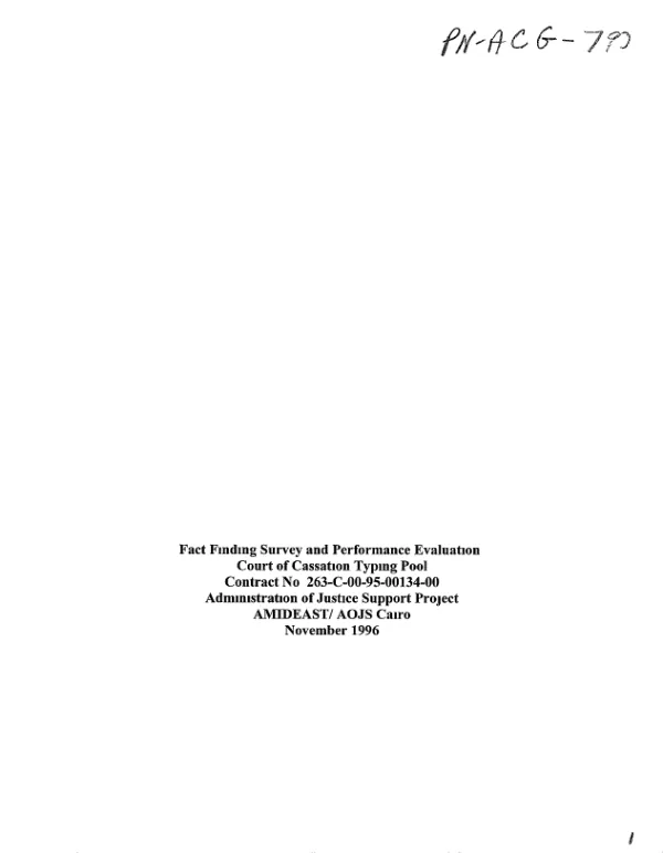 Fact finding survey and performance evaluation : Court of Cassation typing pool for the Judicial Information Center