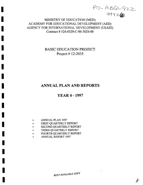 Basic education project, project #12 - 2035 : annual plan and reports - year 4 - 1997