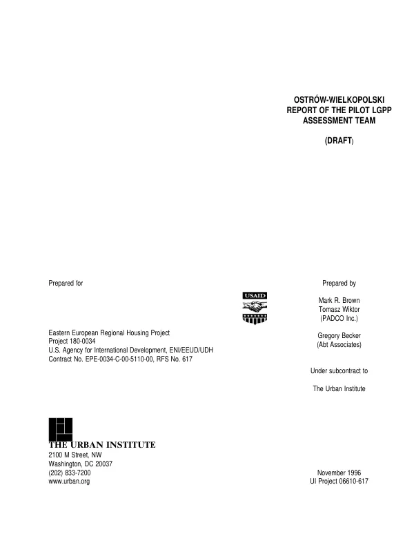 Ostrow-Wielkopolski, [Poland] : report of the pilot LGPP [local government partnership program] assessment team