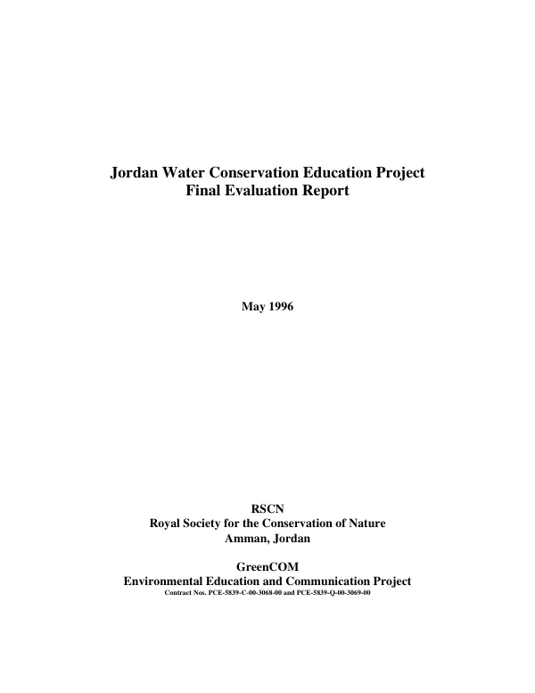 Jordan water conservation education project : final evaluation report