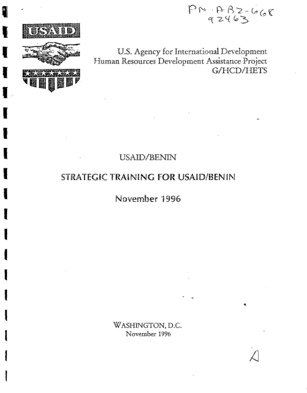 Strategic training for USAID/Benin