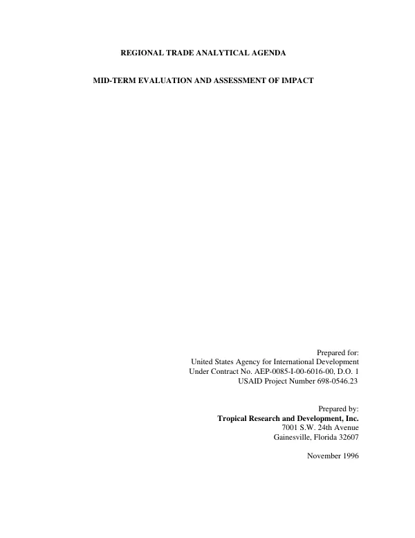 Regional trade analytical agenda : mid-term evaluation and assessment of impact