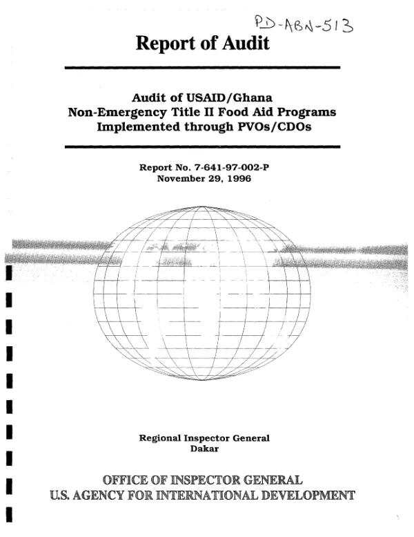 Audit of USAID /Ghana non-emergency Title II food aid programs implemented through PVOs/CDOs