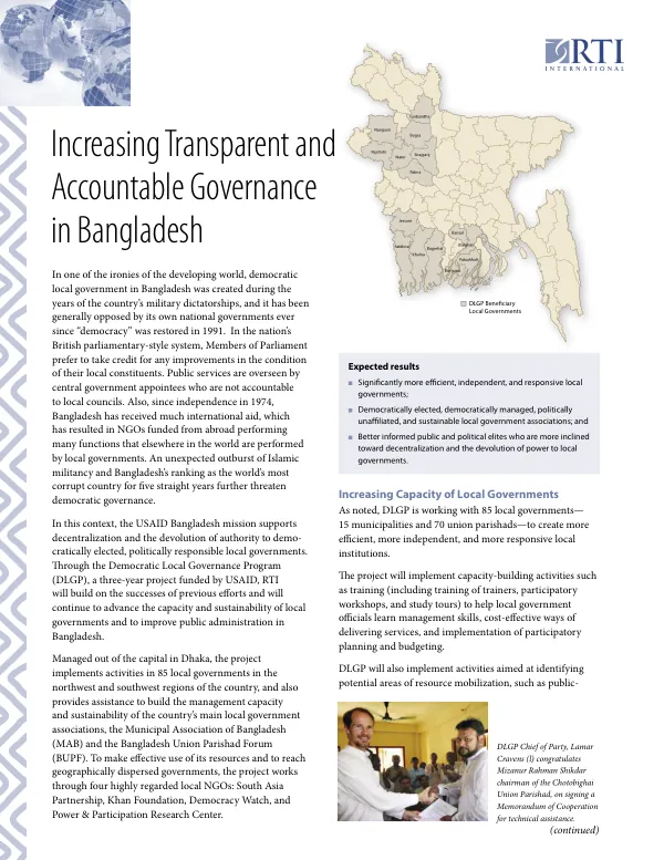 Increasing transparent and accountable governance in Bangladesh