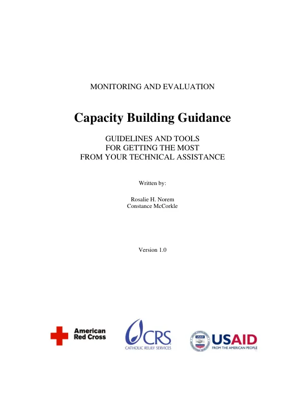 Capacity building guidance : guidelines and tools for getting the most from your technical assistance