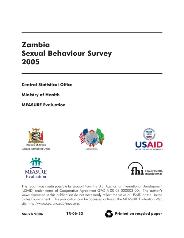 Zambia : sexual behaviour [i.e. behavior] survey 2005