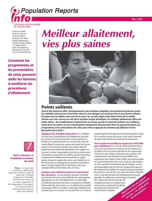 Meilleur allaitement, vies plus saines
