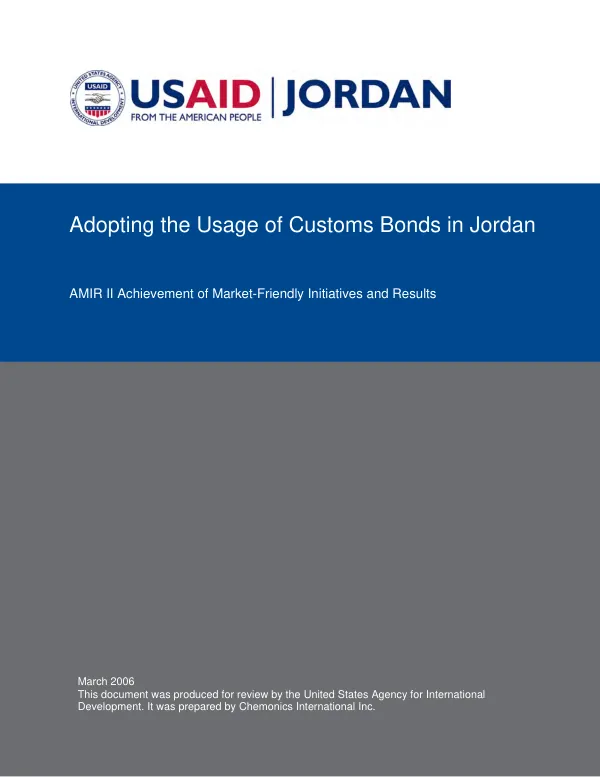 Adopting the usage of customs bonds in Jordan : final report