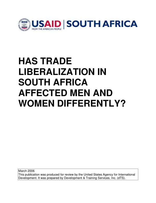 Has trade liberalization in South Africa affected men and women differently?