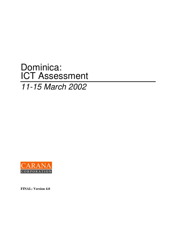 Dominica : ICT assessment, 11-15 March 2002 -- final : version 4.0
