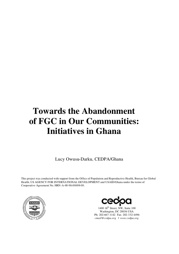 Towards the abandonment of FCG [female genital cutting] in our communities : initiatives in Ghana