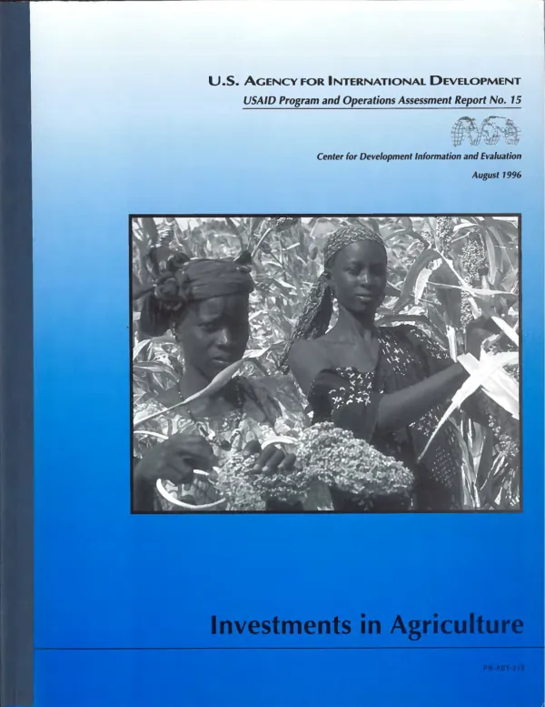 Investments in agriculture : a synthesis of the evaluation literature