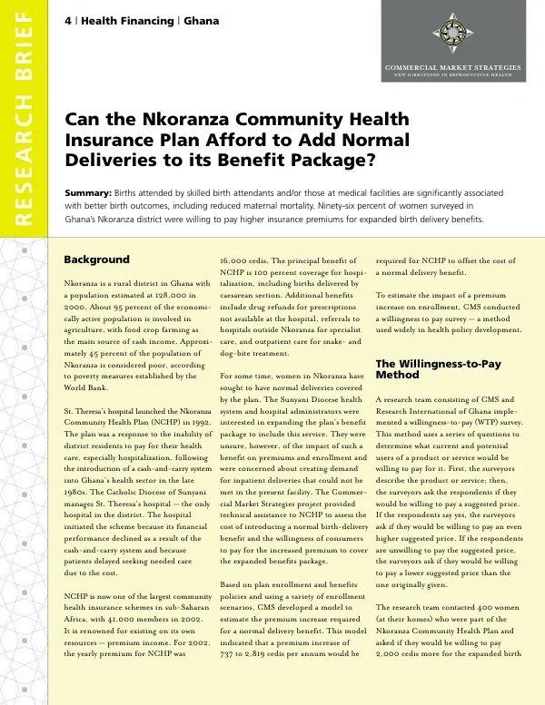 Can the Nkoranza community health insurance plan afford to add normal deliveries to its benefit package?