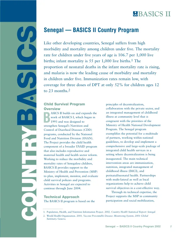 Senegal -- BASICS II country program