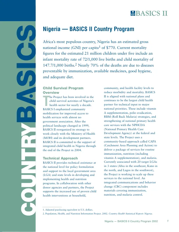 Nigeria -- BASICS II country program