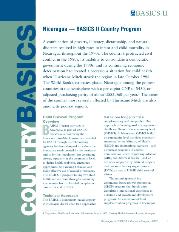 Nicaragua -- BASICS II country program