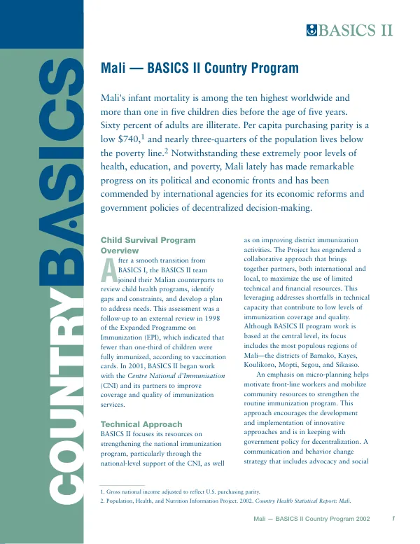 Mali -- BASICS II country program