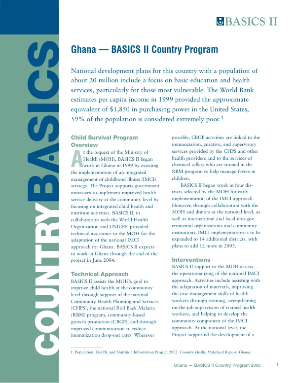 Ghana -- BASICS II country program