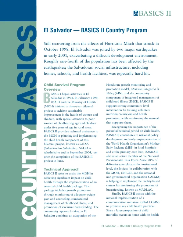 El Salvador -- BASICS II country program