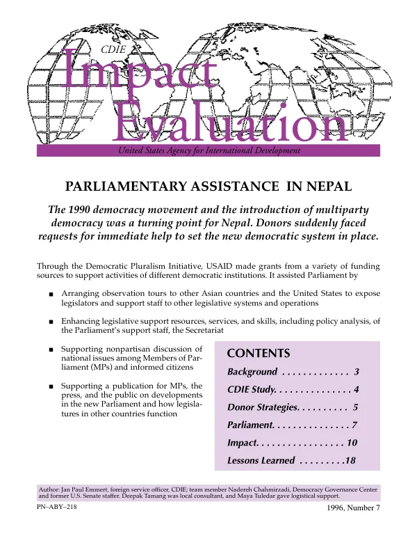 Parliamentary assistance in Nepal