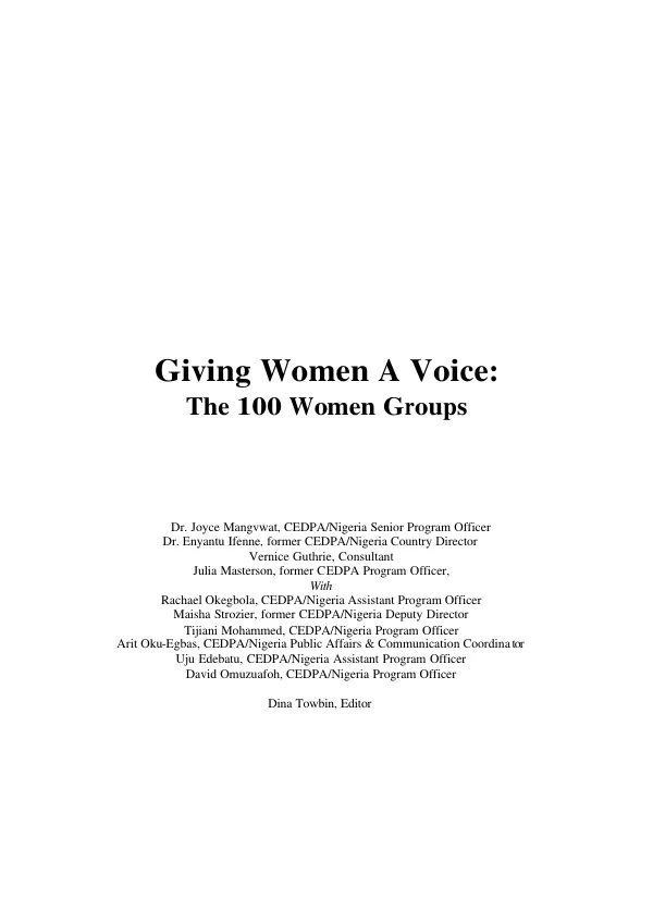 Giving women a voice : the 100 women groups