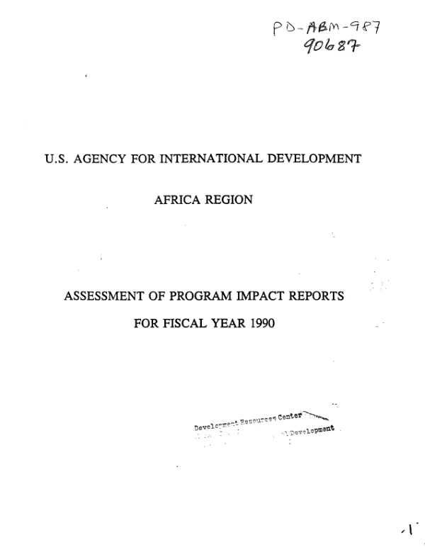 US Agency for International Development, Africa Region : assessment of program impact reports for fiscal year 1990