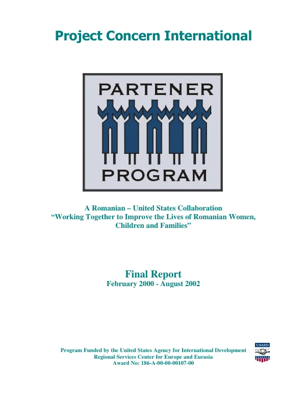 Romanian-United States collaboration "working together to improve the lives of Romanian women, children and families" : final report -- February 2000-August 2002