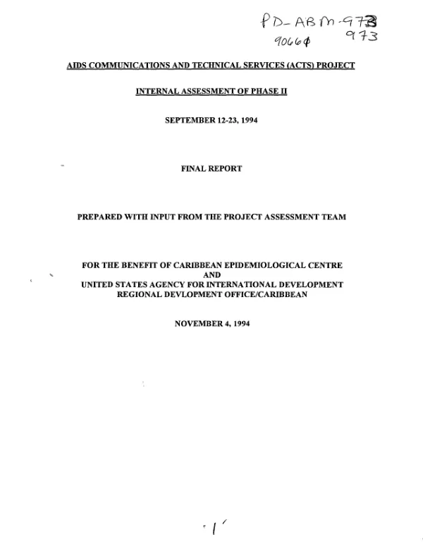 AIDS communications and technical services (ACTS) project : internal assessment of phase II -- final report