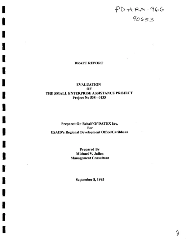 Evaluation of the small enterprise assistance project : project no. 538-0133