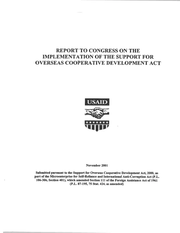 Report to Congress on the implementation of the Support For Overseas Cooperative Development Act