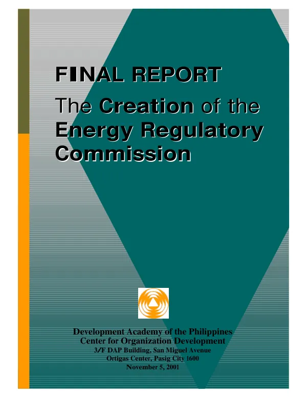 Final report : the creation of the Energy Regulatory Commission