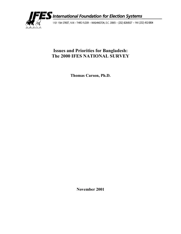 Issues and priorities for Bangladesh : the 2000 IFES national survey