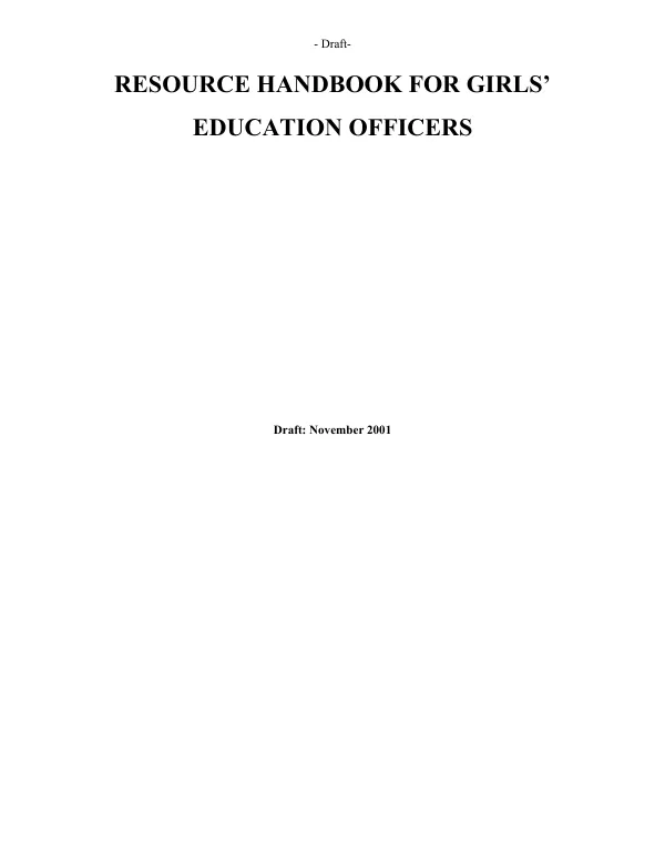 Resource handbook for girls" education officers : draft