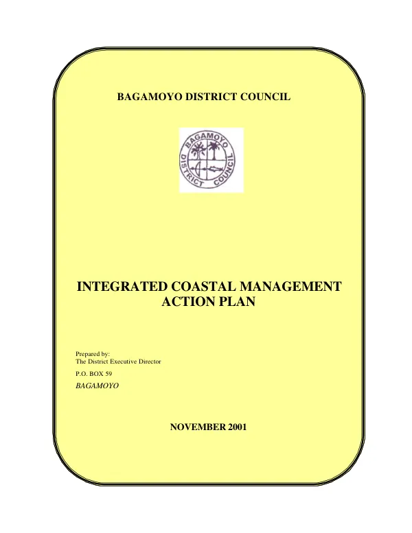 Integrated coastal management [ICM] action plan[, Bagamoyo District, Tanzania]
